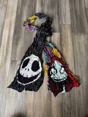 Disney Parks Nightmare Before Christmas Jack & Sally Multicolor Rayon Scarf